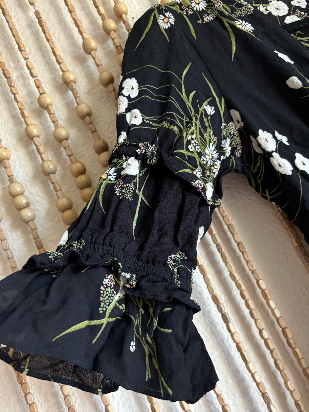 Reformation Black Floral V-Neck Mini Dress - Picture 2 of 5